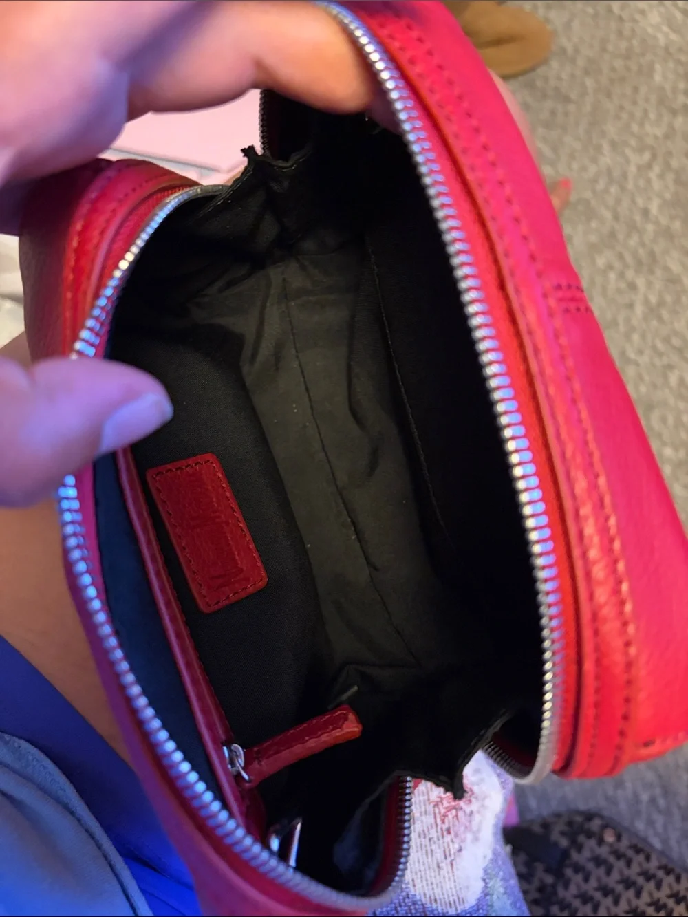 Red Leather Crossbody Bag - Women